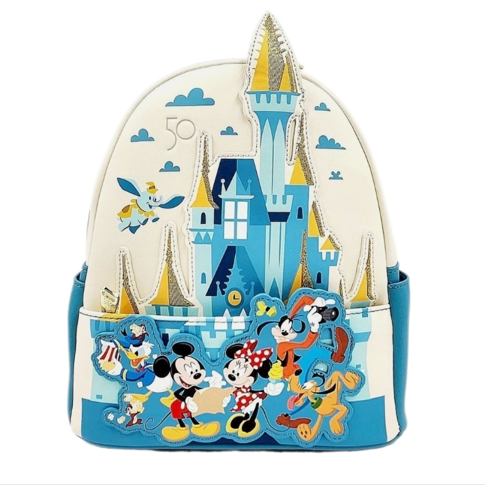 Loungefly Walt Disney World 50th Anniversary Castle Mickey and Friends Backpack - Picture 9 of 9